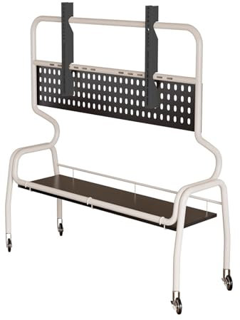 Mobilt Tv-ställ, Tv-ställ for 43-85 Tum, Mobil Tv-vagn med Förvaringsställ, for Sovrum, Utomhus, Företag, Skola(White,90cm)