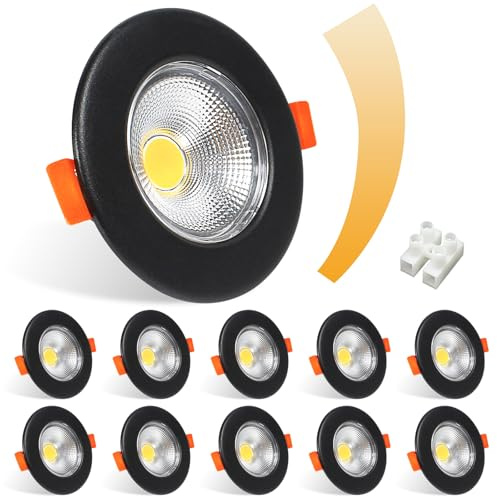 Allesgute 10er LED Einbaustrahler 230V Schwarz Dimmbar 7W 600LM LED Spots Flach Einbauleuchten Deckenspots 65-85mm Lochmaß Einbauspots 4000K Neutralweiß für Schlafzimmer