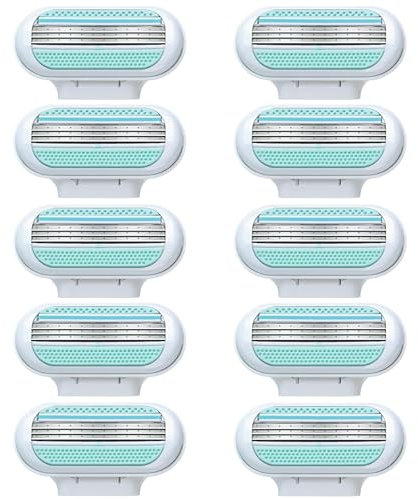 Venus Smooth Ersatzklingen Damenrasierer 10er Pack – Rasierklingen mit 3 Schutzkissen, langanhaltend scharf, kompatibel mit Venus Rasierern, gründliche und sanfte Rasur für Beine, Achseln & Bikinizone