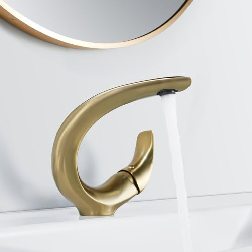 Wasserhahn Bad Waschtischarmatur Armatur Badezimmer Mischbatterie Waschbecken Armaturen Einhebelmischer Waschbeckenarmatur Messing, Kaltes und Heißes für Badezimmer Toiletten Oder Gäste WC, Gold