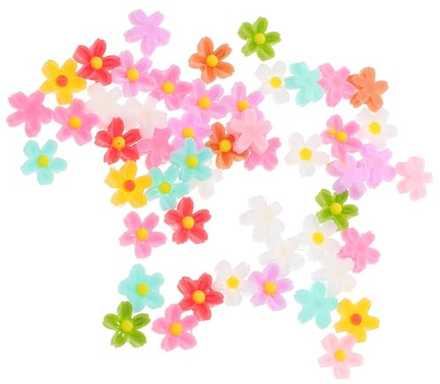 Ipetboom Adornos de Resina para Uñas 50 Piezas Forma de Margarita de Cinco Pétalos Accesorios DIY Versátiles Color Aleatorio para Decoración y Fabricación de Joyas en Miniatura