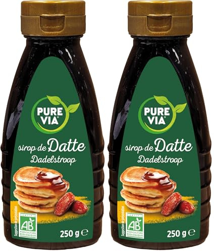 Pure Via Bio Sirop de Datte - 250g - une alternative au sucre 100% d’origine naturelle (Lot de 2)