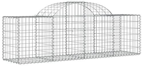 Nqyjm Recinzione in Maglia da Giardino Cesti per gabbioni Arcuati 2 pezzi 200x50x60/80 cm Ferro Zincato, Gabbie per Pietre per Terrazza Esterno Prato Decorativo Modello 2