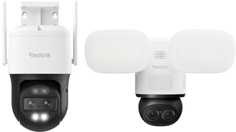 Reolink 4K 8MP Wi-Fi 6 PTZ Überwachungskamera Aussen mit Dual-Objektiv, Auto-Tracking-Zoom, Personen-/Tier-/Fahrzeugerkennung, TrackMix WiFi + TrackFlex Floodlight WiFi