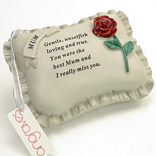 Angraves Special Mum With Rose Pillow Graveside Ornament Memorial Plaque