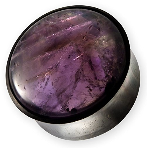 Fly Style Piercing Amethyst Stein Ohr Tunnel Plug - Ohr Piercings - Horn Tunnel - Piercing Schmuck, Grösse:12 mm