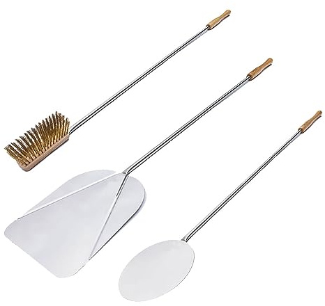 GIEMME Lot de 3 Pelles à Pizza, Pelles Pour Four a Bois, Acier Inox (pizza diamètre 30 cm - four profond 70/80 cm)