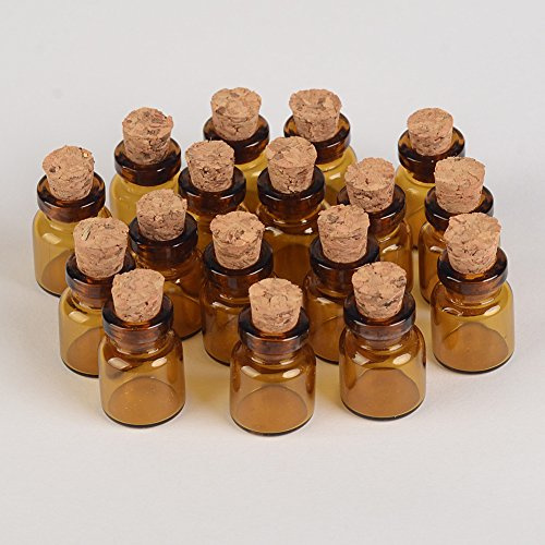 Jarvials 100pcs 0.6ml Mini braune Glasflasche mit Korken, sehr süße Glasflasche. (0.6ml, Brown)