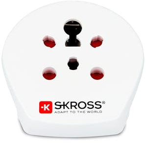 SKROSS | 1.500217-E | Indien Israel Danmark till Europa | Reseadapter från Israel, Indien, Danmark till Europa – Spänning och effekt: 100V – 1600W / 250V – 4000W – Skydd mot elektriska stötar