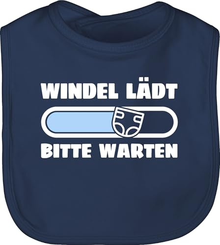 Baby Lätzchen - Mädchen & Junge - Windel lädt Bitte warten in weiß und blau - Unisize - Navy Blau - lustige babysachen sachen für neugeborene wird beladen latz babykleidung sprüche zur geburt