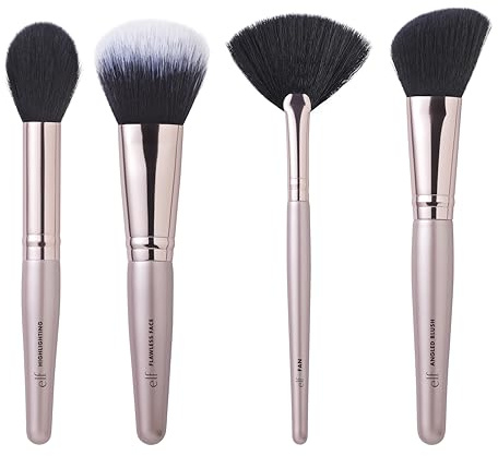 e.l.f. Blush, Bronzer, and Highlighter Brush Set, Brushes For Applying Powder, Blush, Bronzer & Highlighter, Vegan & Cruelty-Free