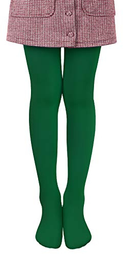 L&K-II Collant per bambini collant estivi di danza classica con piede Calze morbide e comode Collant elastici di diversi colori 27251 (110-116, Verde Scuro)