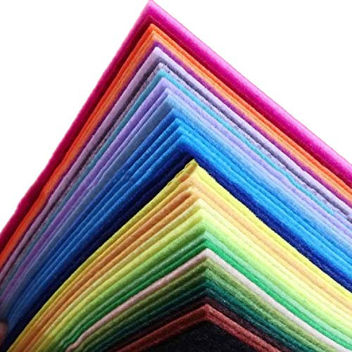 Filzblatt (20 * 30 cm), 40 Farben Filzstoff，Blätter Polyester für Basteln Patchwork Nähen DIY Basteln, Mit 100 x selbstklebenden Augen (mehrfarbig)
