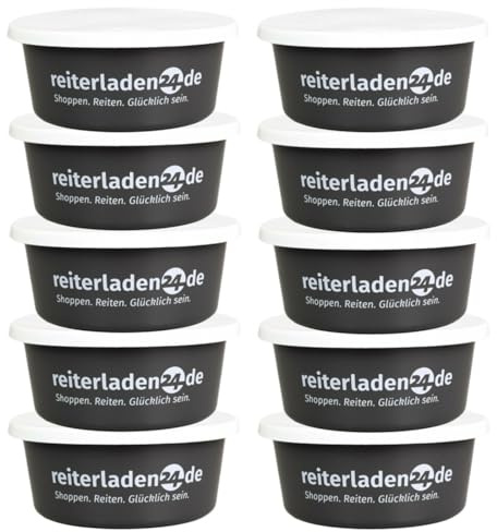 RL24 - Leckerlischale – Grau – 10 Schalen á 5l (10er Set) | Müslischale mit Deckel für Pferde – Futterschale zur Aufbewahrung von Leckerli & Pferdefutter – Leckerli-Dose