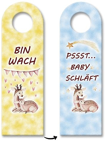 trendaffe - REH Mama und Rehkitz Türhänger - Baby schläft oder ist wach