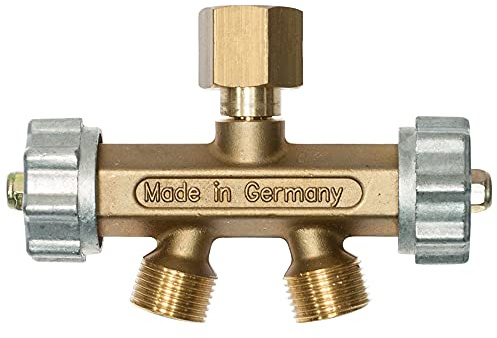 COWIK Doppelabzweigventil für Argon/Co², 1/4 Überwurfmutter auf 2 x 1/4 Außengewinde, Kennfarbe schwarz