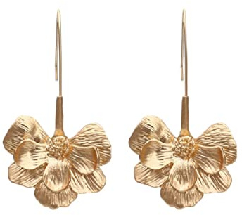 Gold Flower Dangle Earrings for Women, Women’s Cute Hawaiian Flower Petal Bohemian Drop Earrings Jewelry