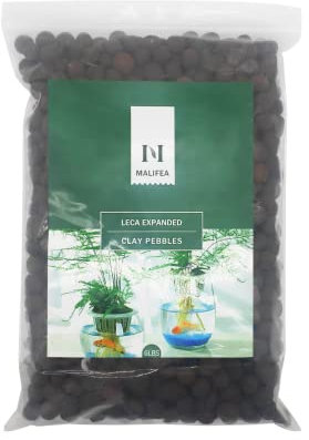 Malifea Leca - Galets d'argile expansés de 2,7 kg - Fournitures hydroponiques pour plantes de jardin d'intérieur (2,7 kg)