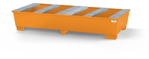 Auffangwanne base-line aus Stahl für 2 IBC, lackiert, Auflageprofile