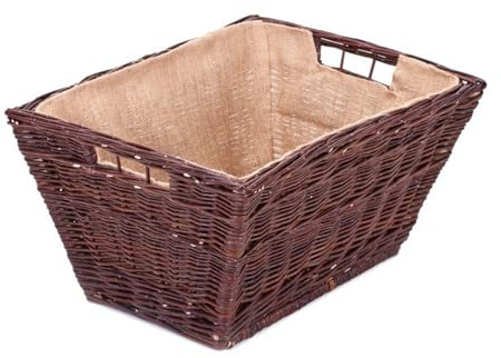 e-wicker24 Alles aus Weide Wicker Log Basket With Handle Vintage Log Baskets for Wood Burner Indoor Log Store Rustic Log Holders for Fireplace Retro Wood Store for logs inside