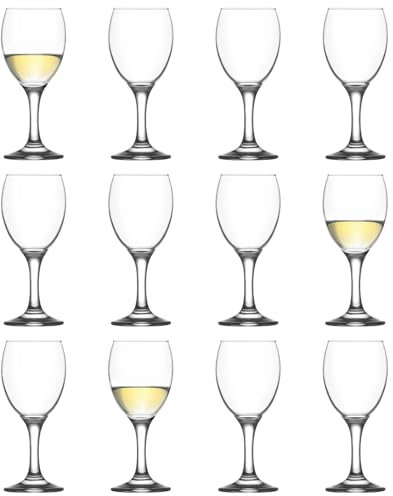 LAV 12x 205ml Empire White Wine Glasses - Small Dishwasher Safe Glass Wedding Christmas Birthday Party Drinking Glassware Goblet Gift Set