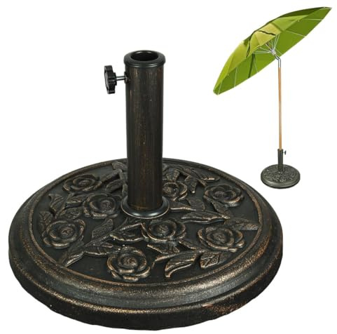 EPISENT 9KG Heavy Duty Parasol Base with Adjustable Tightening Knob, Weather-Resistant Umbrella Stand for Garden, Patio, Deck, Outdoor - Fits Various Pole Sizes
