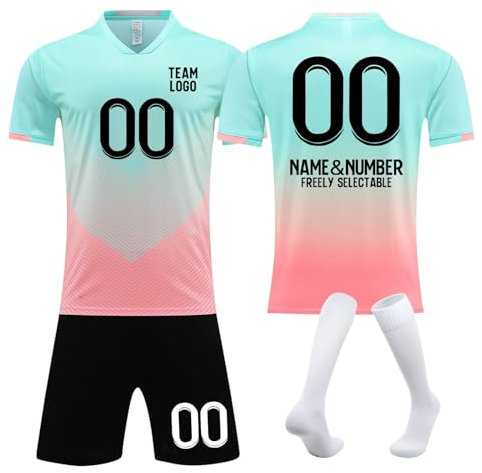 Individuelles Trikot Deutschland Tshirt Herren Shorts Trikot Set Em Fanartikel Em Trikot Benutzerdefiniert Trikots Deutschland T Shirt Personalisiertes Trikot Kinder(#G Light Blue)