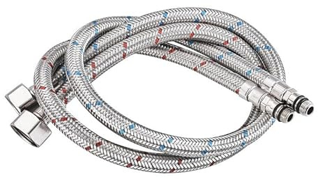 CYILIUEN Lot de 2 tuyaux flexibles de 60 cm M10 x 1/2 avec outils d'installation, raccords de robinet pour évier de cuisine, lavabo de salle de bain, 1407D7