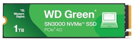 Western Digital 1TB WD Green SN3000 NVMe Internal SSD - Solid State Drive - Gen4 PCIe, M.2 2280, Up to 5,000 MB/s - WDS100T4G0E
