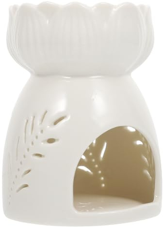 Cabilock Brûleur D'arômes en Céramique Blanc Creux Motif Feuille, Diffuseur D'huiles Essentielles pour Aromathérapie, Design Délicat et Adapté Yoga