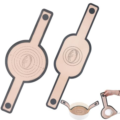 AHQiZFX 2 Stück Silikon Backmatte für Dutch Oven,Wiederverwendbare Backmatte Brot,Backunterlage mit Langen Griffen,Brotmatte für Backofen,Teigmatte,Brot Backen Zubehör für Teig Macarons Kekse