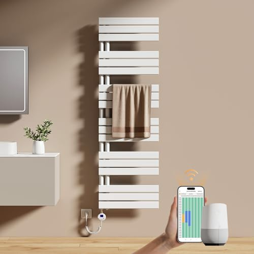 EMKE Scaldasalviette Elettrico con WIFI Termostato 160x50 cm,Bianco | Resistenza Riscaldante con Timer, Termoarredo Bagno, 1000W,Scaldasalviette Elettrico Bagno