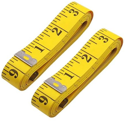 2 Pcs Double Sided Tape Measure, Soft Ruler Perfect to Body Measuring, Durable Flexible Tape for Sewing Tailoring Crafting Building Clothing, 2 Sided Body Tape 60 Inches /150cm (Yellow)