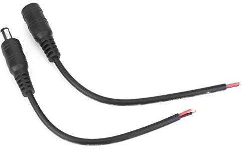 5 Pair 5.5x2.1mm Male Female DC Power Plug Jack Connector Cable Wire for LED Strip Light and CCTV Camera (Black)