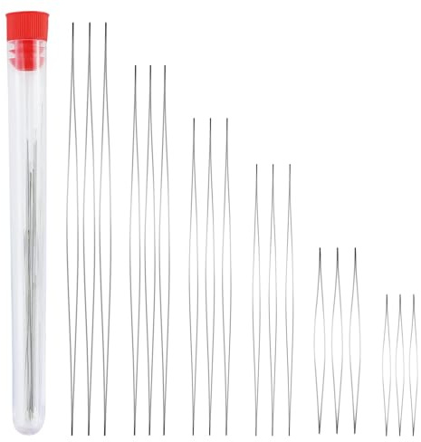 18 aghi per perline in acciaio inox, 6 misure, per cucire e infilare perline