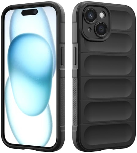 Custodia Compatibile con iPhone 15, Silicone Custodia per Tutto il Corpo, Copertura Antiurto con Fotocamera Protettivo, Cover Morbida al Tatto - Nero