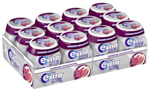 EXTRA PROFESSIONAL White Dose Himbeere Granatapfel 12x50 Dragees (12 Dosen) I Kaugummi I Zahnpflege I Zuckerfrei I Frischer Atem - Atemerfrischer