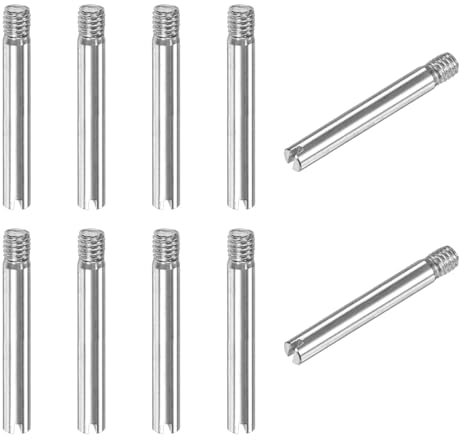 M METERXITY 10-Pack M4 x 30mm Slotted Cylindrical Pin Dowel, 304 Stainless Steel External Thread Locating Dowel Parallel Pins for Metal Devices/Wooden Projects [Silver Tone]