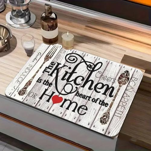 AHTCPO Tapis Bar à Café, Tapis éGouttoir à Vaisselle, Support en Caoutchouc Absorbant, pour Comptoirs de Cuisine(Color 7,40 * 50cm)