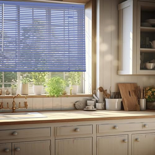 120cm Alu-Jalousie, Bohren Aluminium-Jalousie, 25mm Lamellen Metall Jalousette, Innen Sichtschutz Fenster Rollo, Verdunkelungsrollo für Zuhause Büro 60cm 70cm 90cm 115cm(Lila)