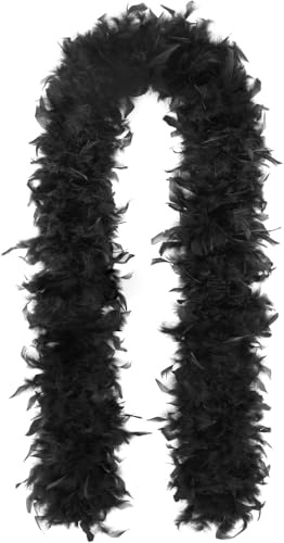 VEYLIN Black Feather Boa Turkey Feather Boas Fluffy, 2m Length Fancy Dress Boas for Halloween Party Fancy Dress Costume Accessory