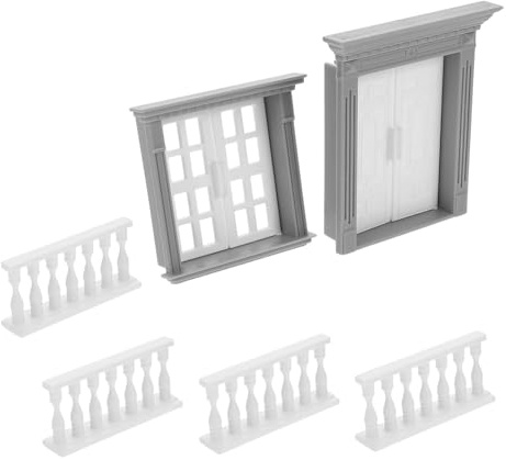 Milisten Miniature, Installation Purposes for Multipurpose Educational Use DIY House Kit Resin Dollhouse Windows and Doors with Realistic Design Easy Decoration
