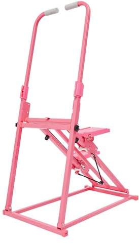 HUOMMGS Appareil de fitness pliable avec 3 niveaux d'inclinaison réglable - Machine d'escalade verticale avec mains courantes - Jusqu'à 100 kg - Pour salon, chambre à coucher - Rose