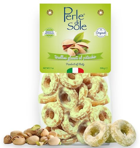 Perle di Sole – Tarallini Glassati al Pistacchio, 200 g. – Biscotti Artigianali con Glassa Dolce e Aroma Naturale di Pistacchio – Linea Break Time, Dolcezza Italiana Made in Italy