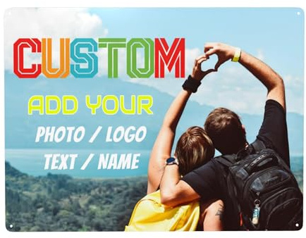 Targa in Metallo Personalizzata, Personalizzato con la tua immagine/testo/foto/logo, Cartello Personalizzato da Esterno, per ufficio, affari, posto di lavoro, casa, segnali di consegna
