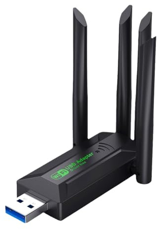 Illkjasfc Carte WiFi USB 1300 Mbps 2,4/5 GHz double bande 4 antennes externes pour une large compatibilité à la maison, au bureau, en voyage Wifi