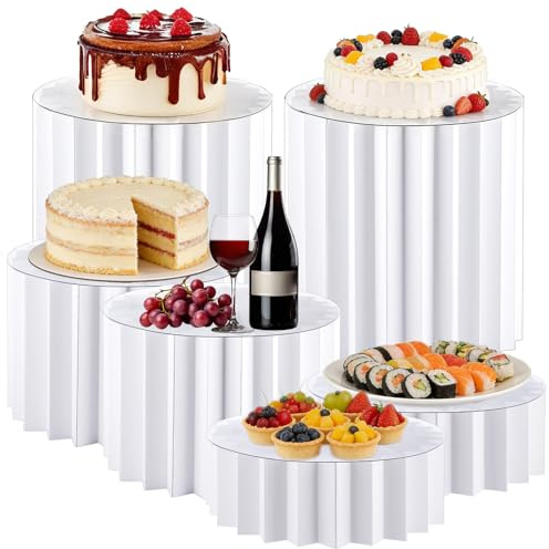 APACALI Confezione da 6 alzate per buffet, 3 misure (10 cm, 20 cm, 30 cm di altezza), espositori per alimenti, pieghevoli, espositori per feste, supporti di carta per esposizione di dessert, gioielli