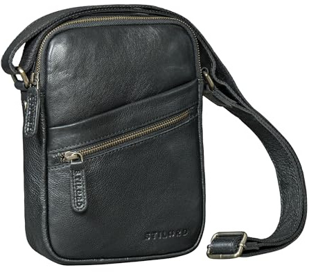 STILORD Naro Stilvolle Umhängetasche Herren Leder Klein – Echtleder Crossbody Bag Kompakte Herrentasche Zum Umhängen für Tablet bis 10 Zoll Kleine Messenger Bag Alltag & Reisen Farbe:maraska - braun