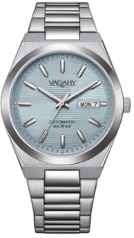 Citizen Vagary by Orologio Uomo Automatico G.Matic 101 IX3-611-73 | Cassa in Acciaio 38mm | Quadrante Ice Blue (Azzurro) a Righe con Day-Date | Meccanica a Vista | Subacqueo 10 ATM