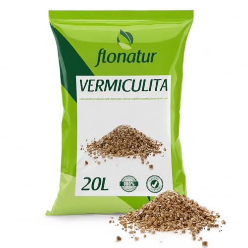 flonatur Vermiculita Premium, la elección Ideal para Mejorar tu sustrato. Saco de 20L de vermiculita Potencia la retención de Agua, promueve la aireación de Las raices.